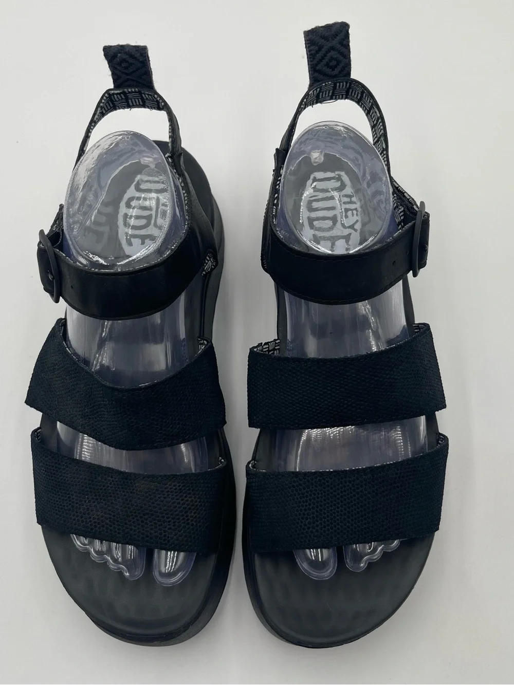 Hey Dude Delray Buckle Classic Black Womens platform Sandals  US 11 EU 42